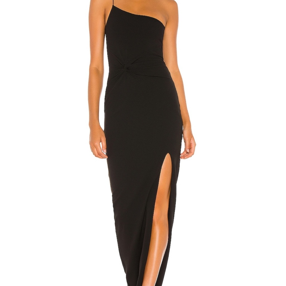 Nookie Black One-Shoulder Dress with Slit